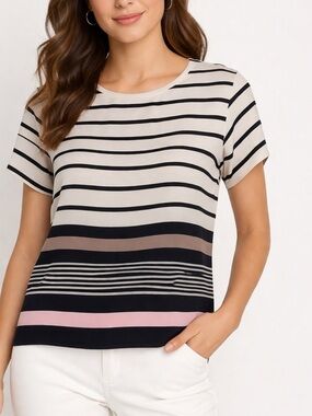 RAOUL, NWOT  100% Silk stripe shirt sleeve, size 8